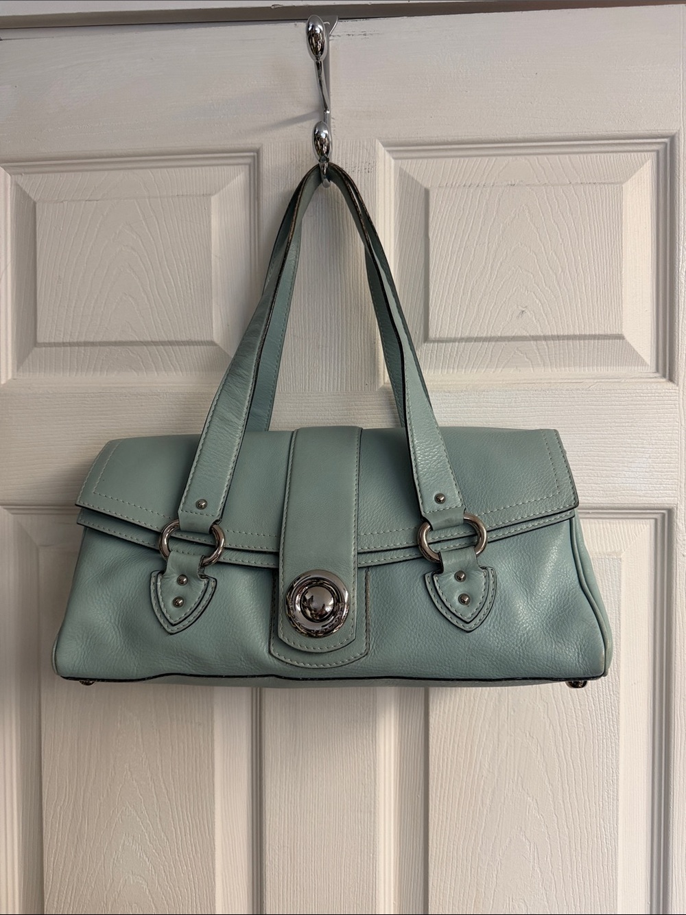 Marc Jacobs Mint Green Leather Shoulder Bag Y2K Silver Hardware